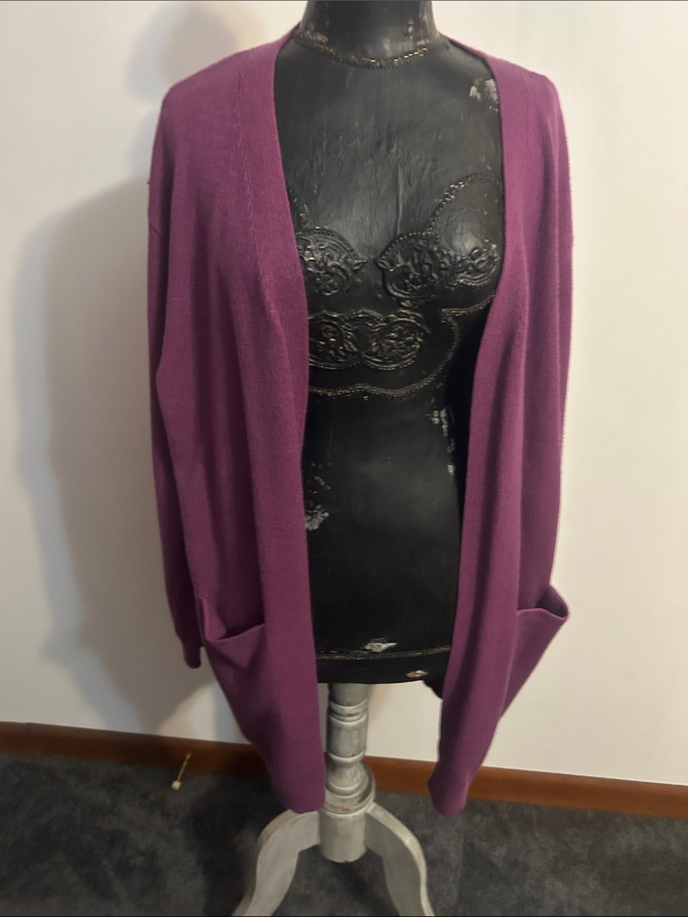 78 & Sunny Open-Front Purple Sage Pacific Marled Cardigan Sweater